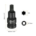 thumbnail image 2 of Uxcell 2pcs T50 Torx Bit Socket 55mm/2.17" Length 1/2" Square Drive Star 6 Point Extension Impact Bit Power Nut Driver Set S2 Steel Socket Ratchet Wrench Bits, Black, 2 of 7
