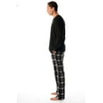 thumbnail image 2 of #FollowMe Mens Thermal Henley Pajama Set with Polar Fleece Pants  Warm, Comfy Sleepwear (Black With Black and White Pant, XX-Large), 2 of 4
