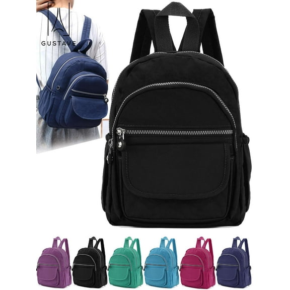 Gustave Mini Nylon Backpack Purse for Women Lightweight Anti-theft Travel Backpack Daypack Casual Shoulder Handbag "Black"