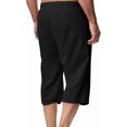 thumbnail image 4 of Pantalones de Lino Casual Suelto Cortado, Color Sólido Cordón Mezcla de Algodón para el Uso Diario, 4 of 8