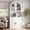 White, variant on DTTRA 75" Wood Farmhouse Tall Arched Pantry Cabinet with Charging Station, Oak