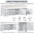 thumbnail image 3 of DEALTOPS Vintage Storage Bench with Removable Cushion, Shoe Bench with Ample Storage, White, 3 of 9