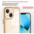 thumbnail image 3 of Compatible iPhone 13 6.1" 2021 White Case, Luxury Plating Love Heart Women's Soft TPU Shockproof Camera Case for iPhone 13 case, 3 of 10