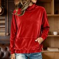 thumbnail image 3 of XUNKUSGA Mock Neck Sweatshirt Soft Velvet Sweatshirt for Women Casual Loose Pullover Top Classic Solid Color Long Sleeve Warm Fall Winter Tops for Women with Pockets M, 3 of 8