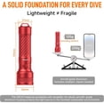 thumbnail image 4 of ORCATORCH ORCA7 Dive Light, 3000 Lumens SOS Signal Scuba Diving Flashlight, 6° Narrow Beam Underwater Torch, IP68 Waterproof Rated to 150M for Night Diving, Cave Exploration&Technical Scuba Gear (Red, 4 of 9