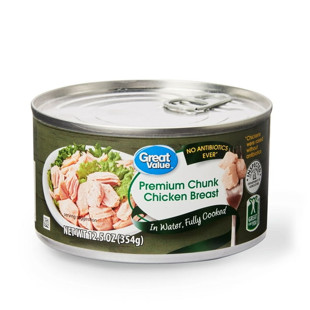 Great Value Premium Chunk Chicken Breast, 12.5 oz. No Antibiotics Ever