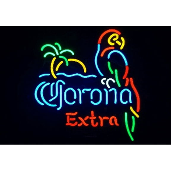 Queen Sense 20"x16" Coronas Extra Parrot Neon Sign Man Cave Handmade Neon Light 120CEPIR