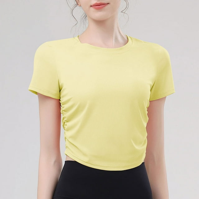 T-Shirt pour Femmes, Manches Courtes Col Rond Haut Décontracté, Polyester Spandex Extensible Doux pour Usage Quotidien