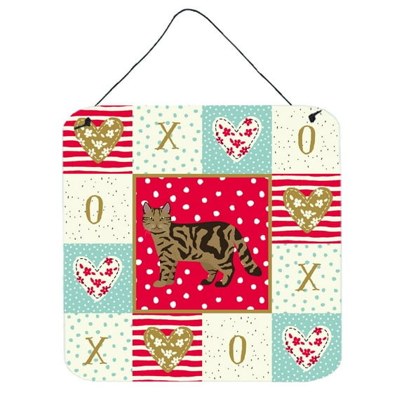 Scottish Straight 2 Cat Love Wall or Door Hanging Prints Red