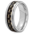 thumbnail image 3 of Men's Stainless Steel 8MM Black and Gold Carbon Fiber Wedding Band - Mens Ring, 3 of 5