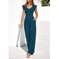 thumbnail image 4 of PRETTYGARDEN One Piece Jumpsuits For Women Dressy Ruffle Cap Sleeve V Neck Ribbed Knit Wide Leg Romper Spring Outfits, 4 of 8