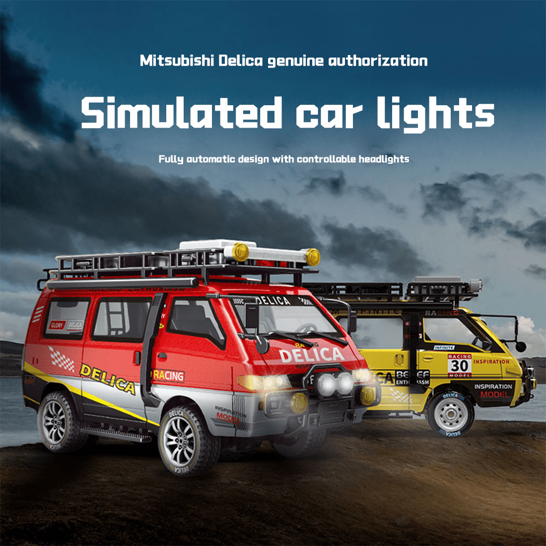 1/24 Scale RC Van, 2.4GHz 2WD Full-Scale Rear-Wheel Drive Delica RC Drift Car with 6km/h High Speed, Front Lights, USB Rechargeable Remote Control Crawler for Adults