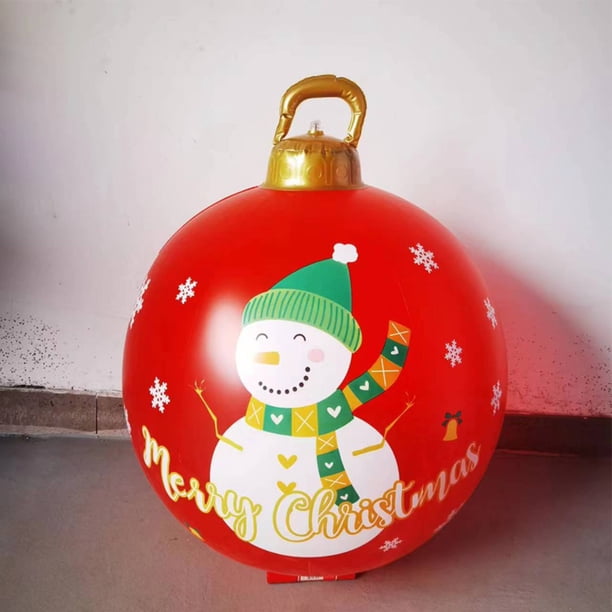 Bola inflable navideña de 60cm, brillo de PVC con accesorios ligeros para fiestas, suministros festivos