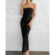 thumbnail image 4 of Vestido Vestido palabra de honor sin espalda con aberturas de satén Cgtredaw para Mujer Negro T M, 4 of 8