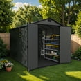 thumbnail image 2 of Patiowell 6'x10' Resin Storage Shed, Lockable Door & Window, Durable All-Weather Outdoor Shed for Garden & Tool Storage, Dark Gray, 2 of 9