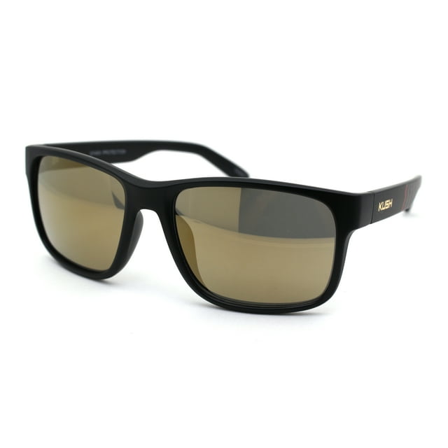 Kush Mens Color Mirror Lens Sport Horn Sunglasses Matte Black Gold