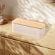 thumbnail image 4 of Panera con tapa de madera, elegante recipiente para bocadillos, donas y panes caseros. Tapa blanca sin agujero, 4 of 8
