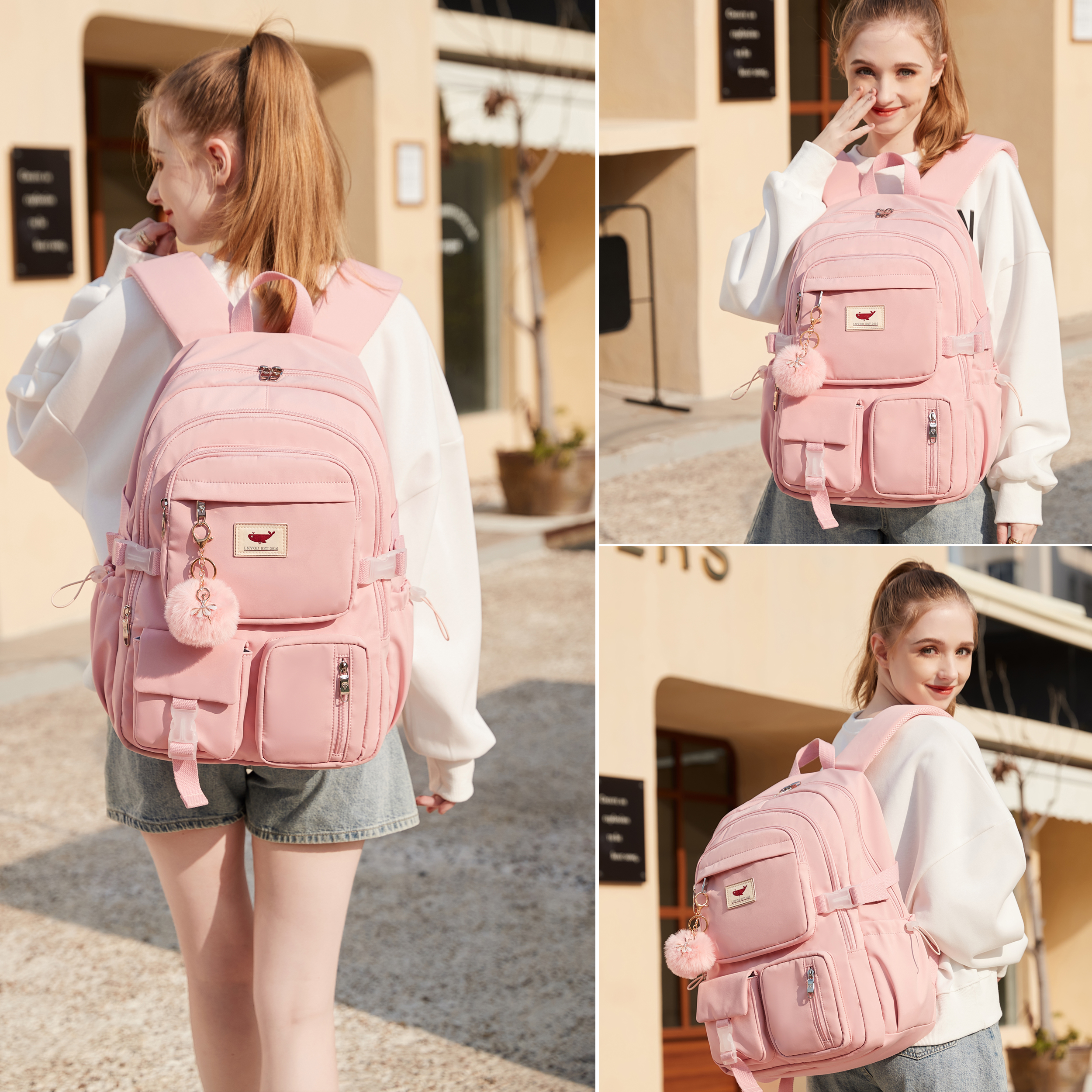 Mochila para laptop de 15.6 pulgadas para niños, primaria, secundaria, preparatoria y universidad, antirrobo, para viajes, grande, para adolescentes y mujeres estudiantes (rosa) 5