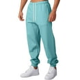 thumbnail image 2 of Dresfit Cuffed Sweatpants Mens Baggy Cotton Joggers Winter Cinched Bottom Loose Fit Solid Workout Trousesrs Fleece Baggy Thermal Thermal Sweat Pants Cyan XL, 2 of 8