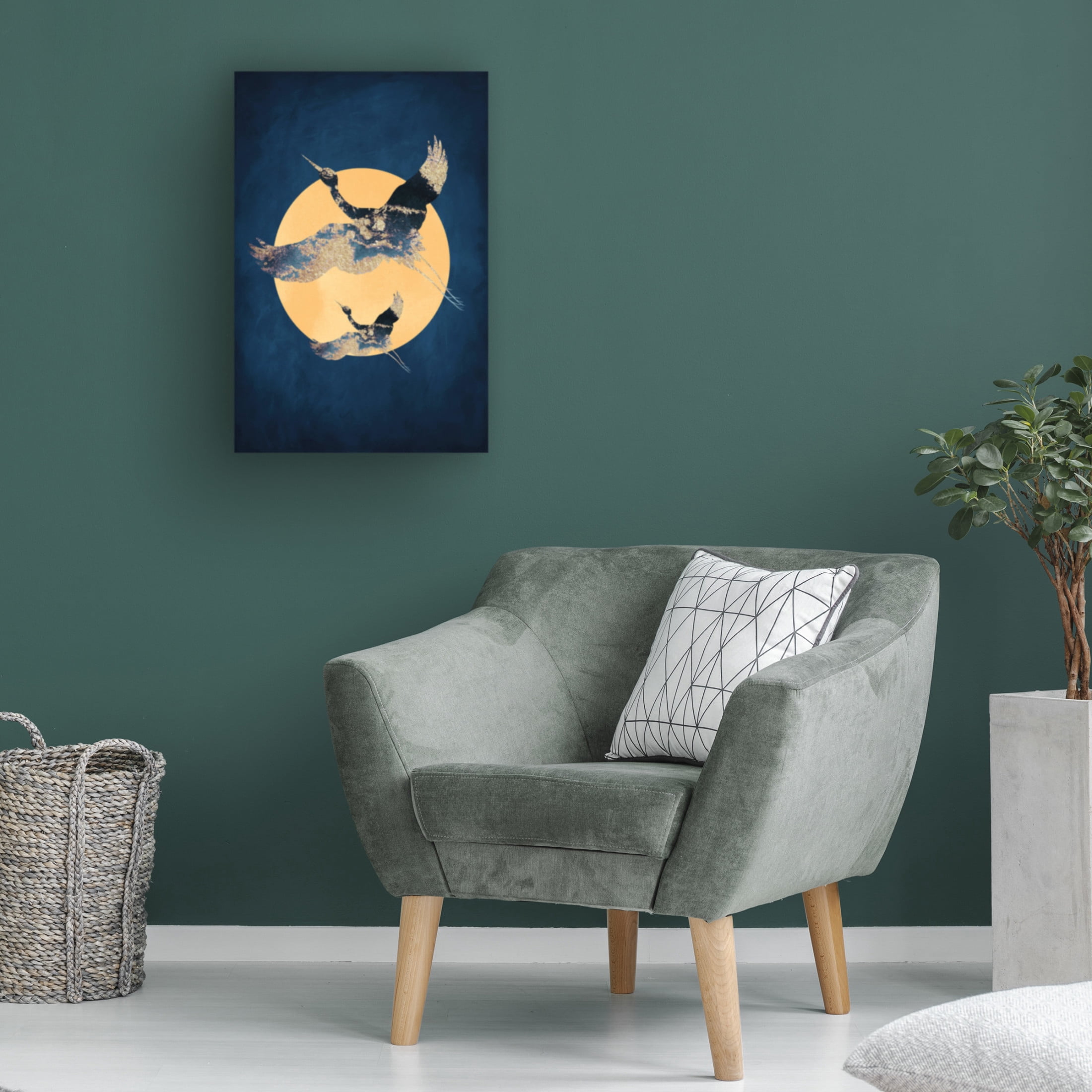 Trademark Fine Art Aureous Sapphire Sun a Cranes Canvas Wall Art