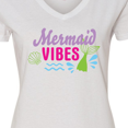 thumbnail image 4 of Inktastic Mermaid Vibes with Tail and Seashell Women's V-Neck T-Shirt, 4 of 5