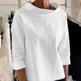 thumbnail image 2 of Timegard Womens Tops Half High Collar Long Sleeve Loose Fitting Shirts BlousesSolid Color Fall Fashion, 2 of 6