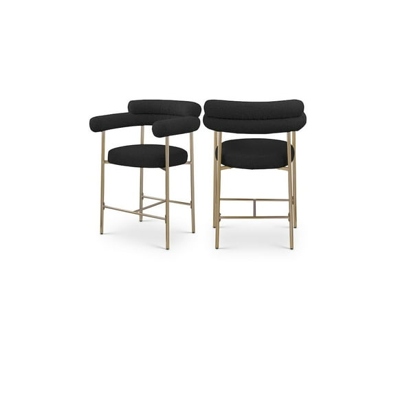 Meridian Furniture Blake Black Boucle Fabric Counter Stool (Set of 2)