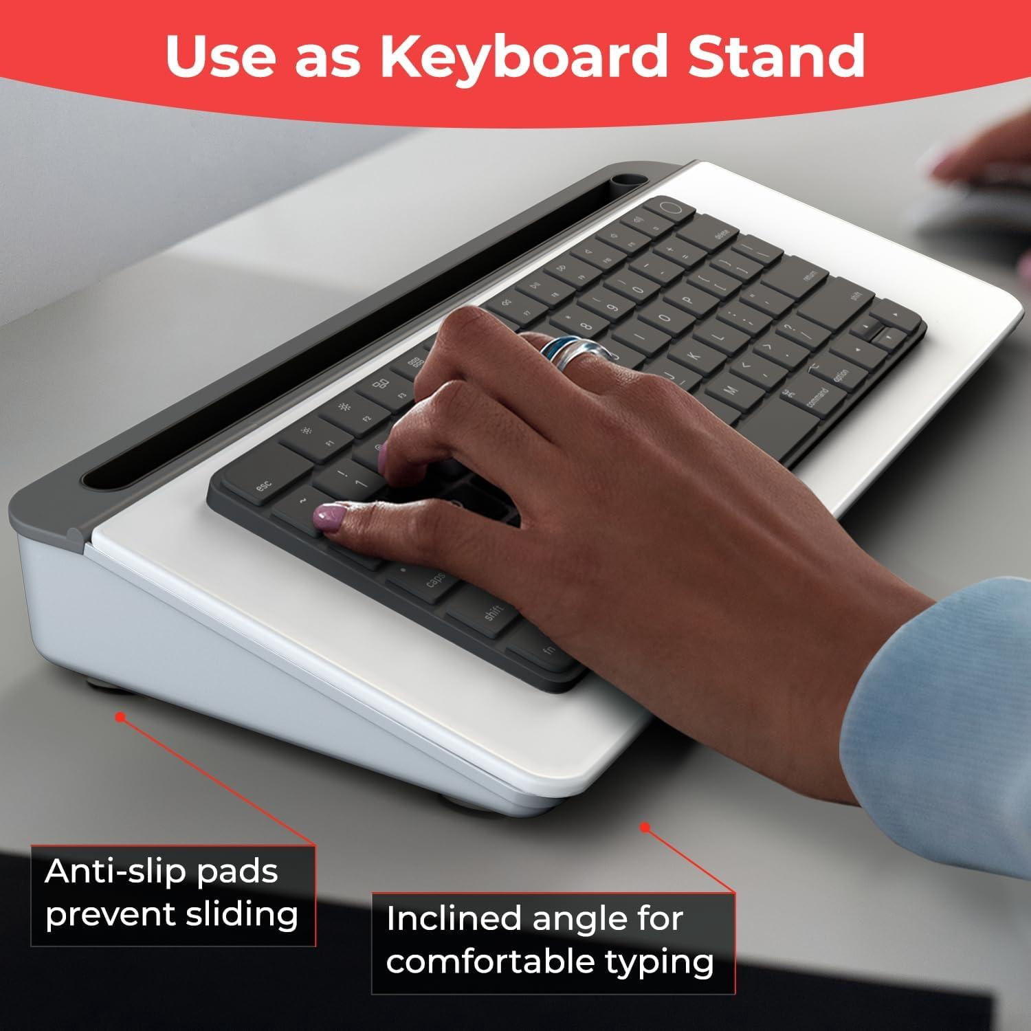 Glass Desktop Whiteboard With Storage - Dry Erase Board  Work Desk Organizers Computer Stand Home Office Accessories Small White Workspace Buddy + 3 Markers