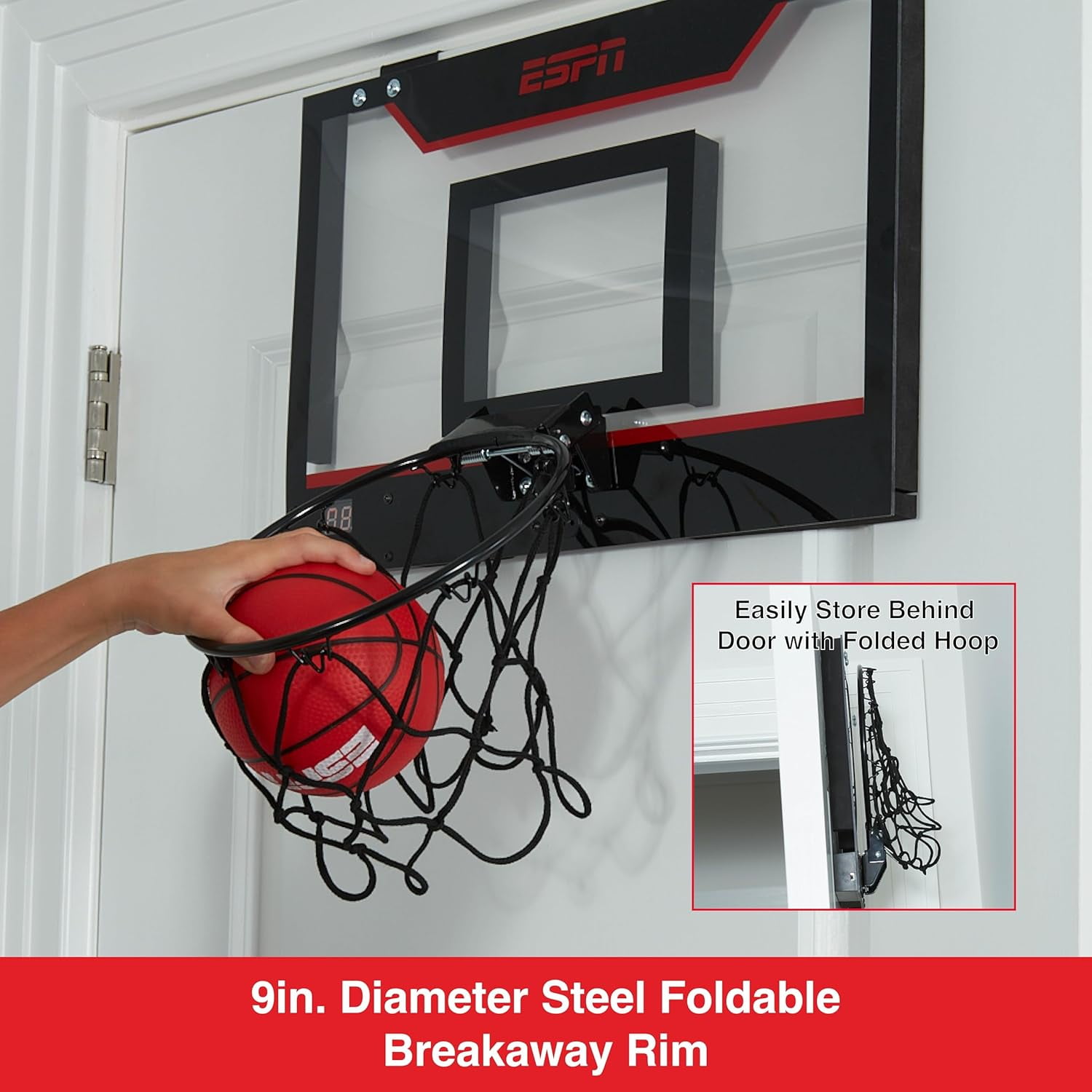 ESPN Shatterproof Mini Basketball Hoop with Electronic