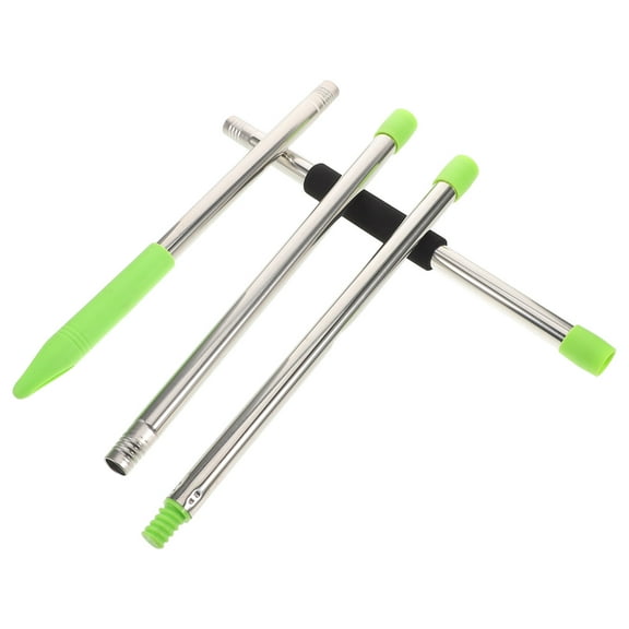 SEWCHICS 4-Piece Universal Mop Handle Replacement Set with Green Stainless Steel Rod and Ergonomic Comfortable Grip