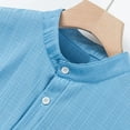 thumbnail image 6 of Ohufall Men Henley Shirts Casual Short Sleeve Stand Collar Pullover Tops Summer Button Up Linen T-Shirts with Pocket, 6 of 7