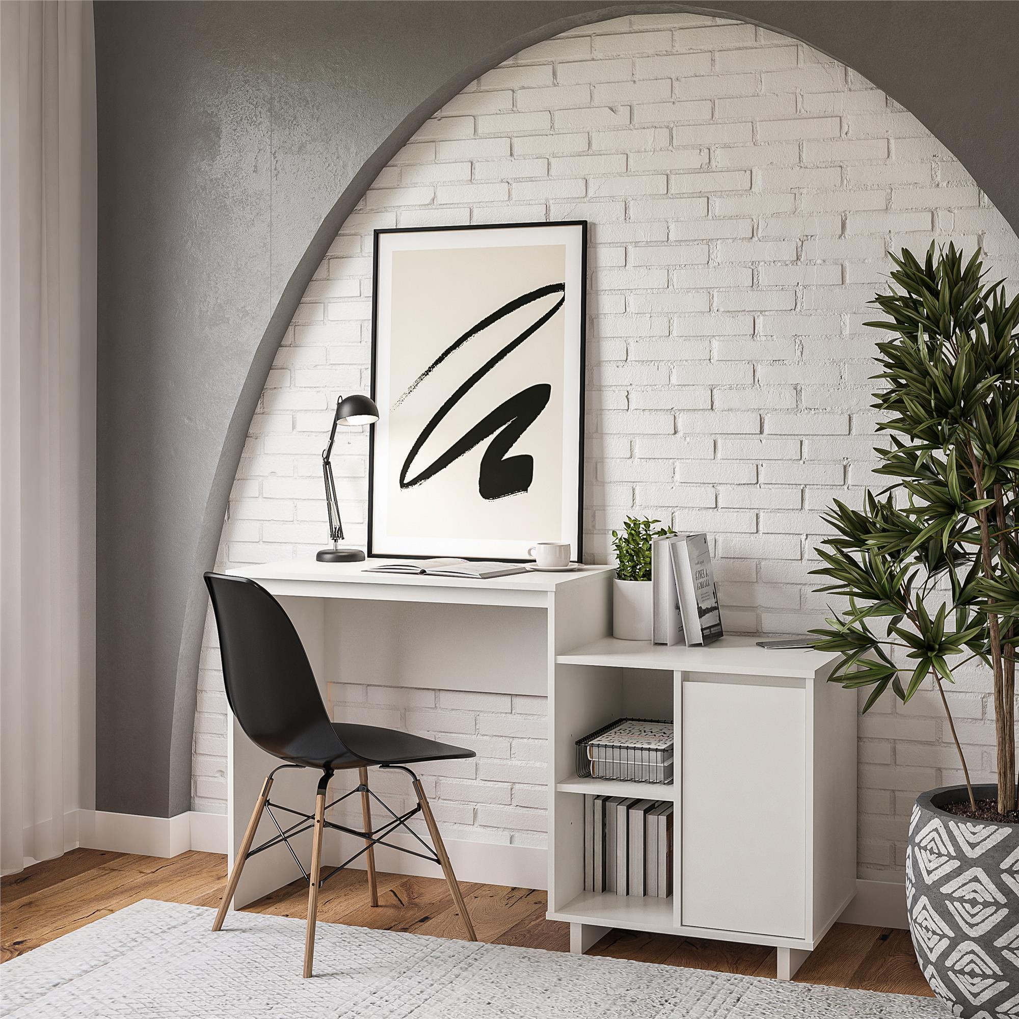 Ameriwood Home Renwick Computer Desk / Cabinet Combo with Wireless Charging Port, White - image 2 of 13