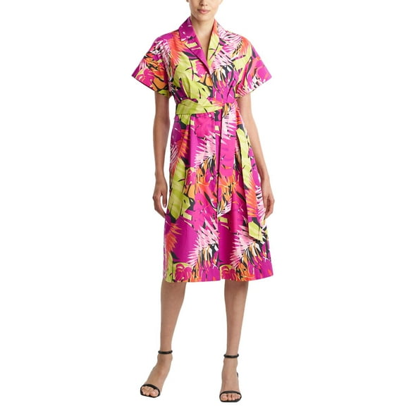 Natori womens N  Palms Poplin Shirt Dress, s, Pink