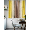 thumbnail image 4 of Yellow Brown Sheer Curtains 63 Inch Length 2 Panels Set, Farmhouse Wood Grain Vintage Striped Voile Window Treatment Rod Pocket Curtains Sheers Drapes for Bedroom/Living Room/Kitchen 52x"63"x2, 4 of 7