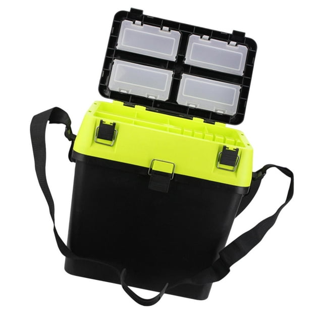 DYNWAVECA Boîte à Pêche Coffre de Rangement Portable Pliable Multifonctionnelle avec Crochets et Leurres Jaune Noir