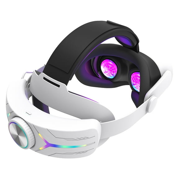 Compatible avec Meta Quest 3/3S Casque VR - Sangle de Tête RGB Ajustable avec Batterie 12000mAh pour Prolonger le Temps de Jeu