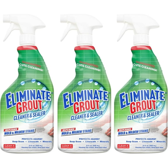 Clean-X Eliminate Grout Cleaner & Sealer with Hydrogen Peroxide – 32 fl. oz. by UNELKO Invisible Shield - 3 pack