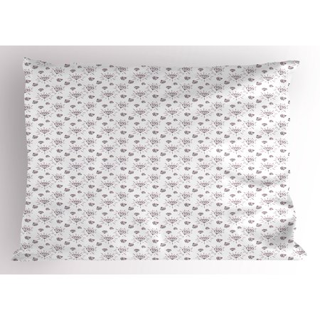April Doodle (Diamonds Pillow Sham Hand Drawn Doodle Style Crystal Concept with Chevron Zigzag Stripes and Triangles, Decorative Standard Size Printed Pillowcase, 26 X 20 Inches, Black White, by)