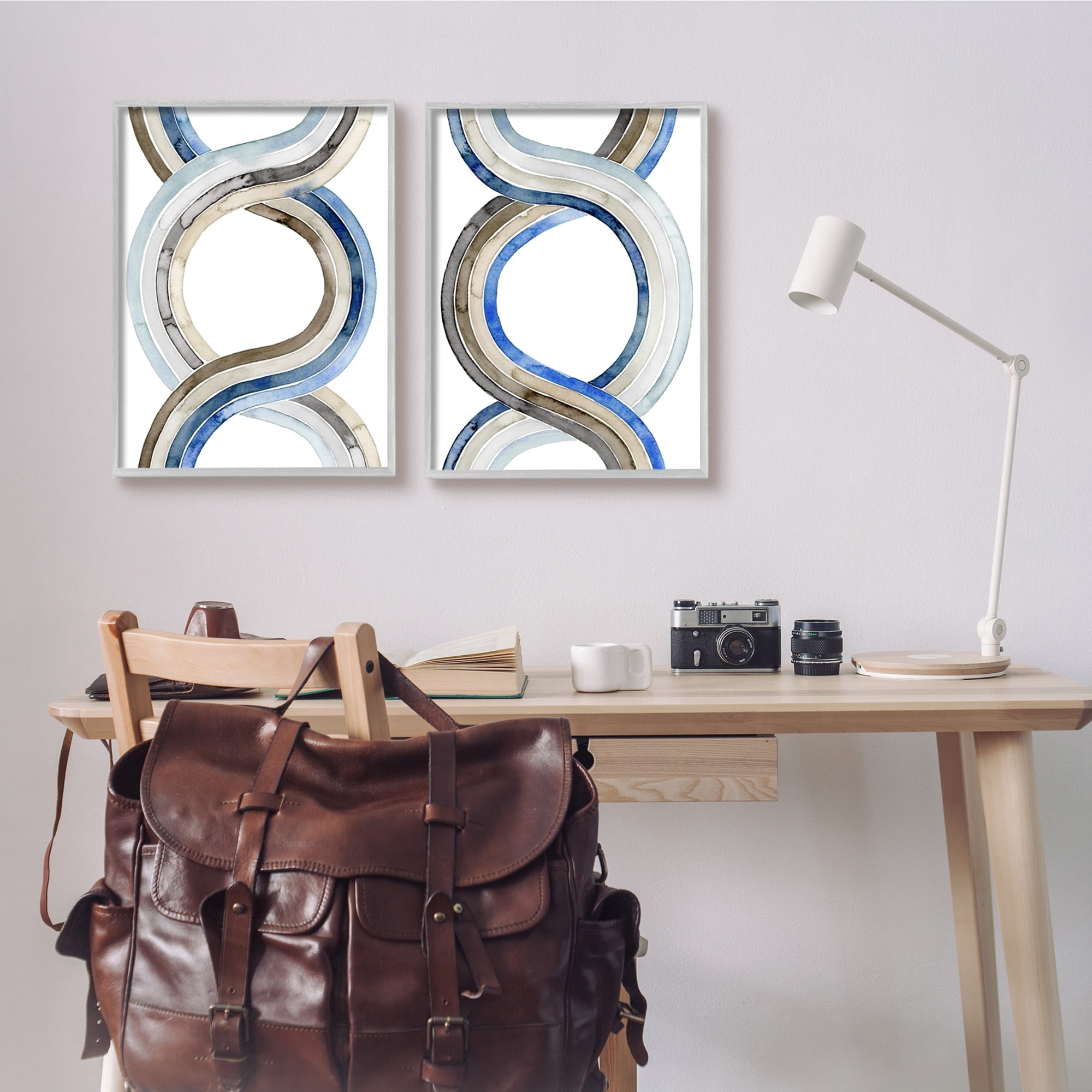 Stupell Industries Two Dimensional Spiral Helix Brown Blue Abstract Lines, 16 x 20,Design by Grace Popp