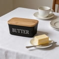 thumbnail image 5 of Butter Dish with Lid,Butter Keeper with Thick Wood Lid,Large Ceramic Butter Container, Kitchen Decor and Accessories for Kitchen Gifts, 5 of 6