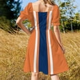 thumbnail image 4 of Robe Longue à Rayures Verticales Orange Blanc & Marine Robe de Bal Robes de Danse, 4 of 5