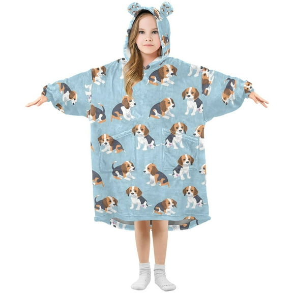 joogoo Wearable Blanket Hoodie for Cute Beagle Dogs Oversized Sherpa Hooded 3-14 YR M