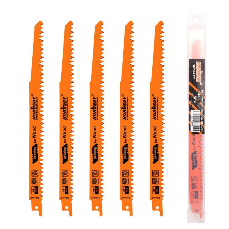 HORUSDY 9-Inch Wood Pruning Reciprocating Saw Blades, 5TPI Saw Blades - 5 Pack