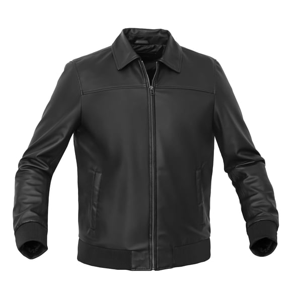 Men’s Faux Leather Motorcycle Jacket – Black, Lightweight PU Leather, Ribbed Cuffs & Hem, Durable & Stylish