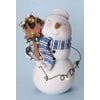 Roman 25 White and Blue Lighted Snowman with Halo and Birdhouse Christmas Figure