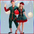 thumbnail image 2 of Disfraz de Navidad para hombre y mujer, disfraz de elfo verde para fiesta, Carnaval, Año Nuevo, amantes, 2 of 4