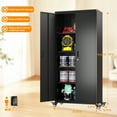thumbnail image 3 of Aobabo 73" H Metal Storage Cabinet on Wheels for Garage, Locking Metal Storage Cabinet with 4 Shelves, Rolling Tool Storage Cabinet on Wheels, Black, Assembly Required, 3 of 10