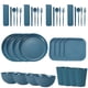 thumbnail image 1 of Nvzi Wheat Straw Dinnerware Sets, 36-Piece Plates and Bowls Sets, Cutlery, Microwave Safe Unbreakable Dinnerware for Parties, Picnic, College Dorm, Camping Blue, 1 of 4