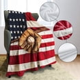 thumbnail image 2 of Sports Fleece Blanket 60" x 80" Baseball with USA American Flag Lightweight Fuzzy Cozy Soft Warm Throw for Man Boy Teen, Air Conditioning, 2 of 6