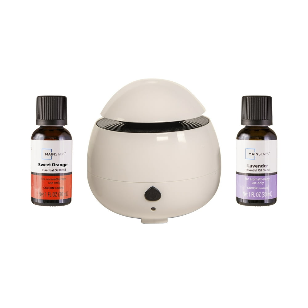 Mainstays Essential Oil Blend 3 Piece 50 mL Diffuser Set, White
